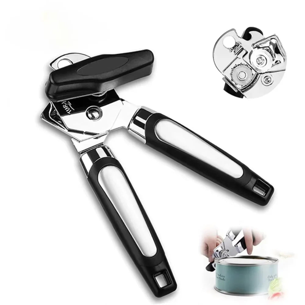 Carvallo Multifunktionell Burköppnare Rostfritt stål | Sidklippare med slät kant | Säker &amp; ergonomisk | 22 × 6 cm