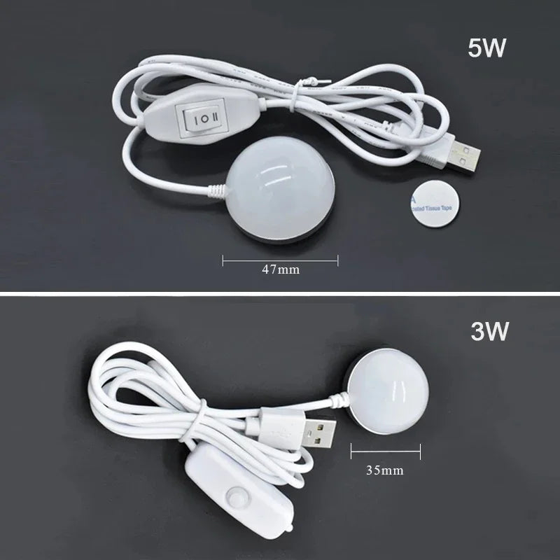 Carvallo USB Magnetlampa | 3W & 5W varianter | Bärbar LED-lampa med strömbrytare | Magnetfot & 3M tejp | För laptop, powerbank & mer