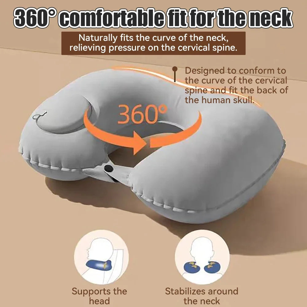 Carvallo Resa-Nackkudde | Uppblåsbar & Ultralätt | U-Form med Duvfyllning | 35x25x7cm