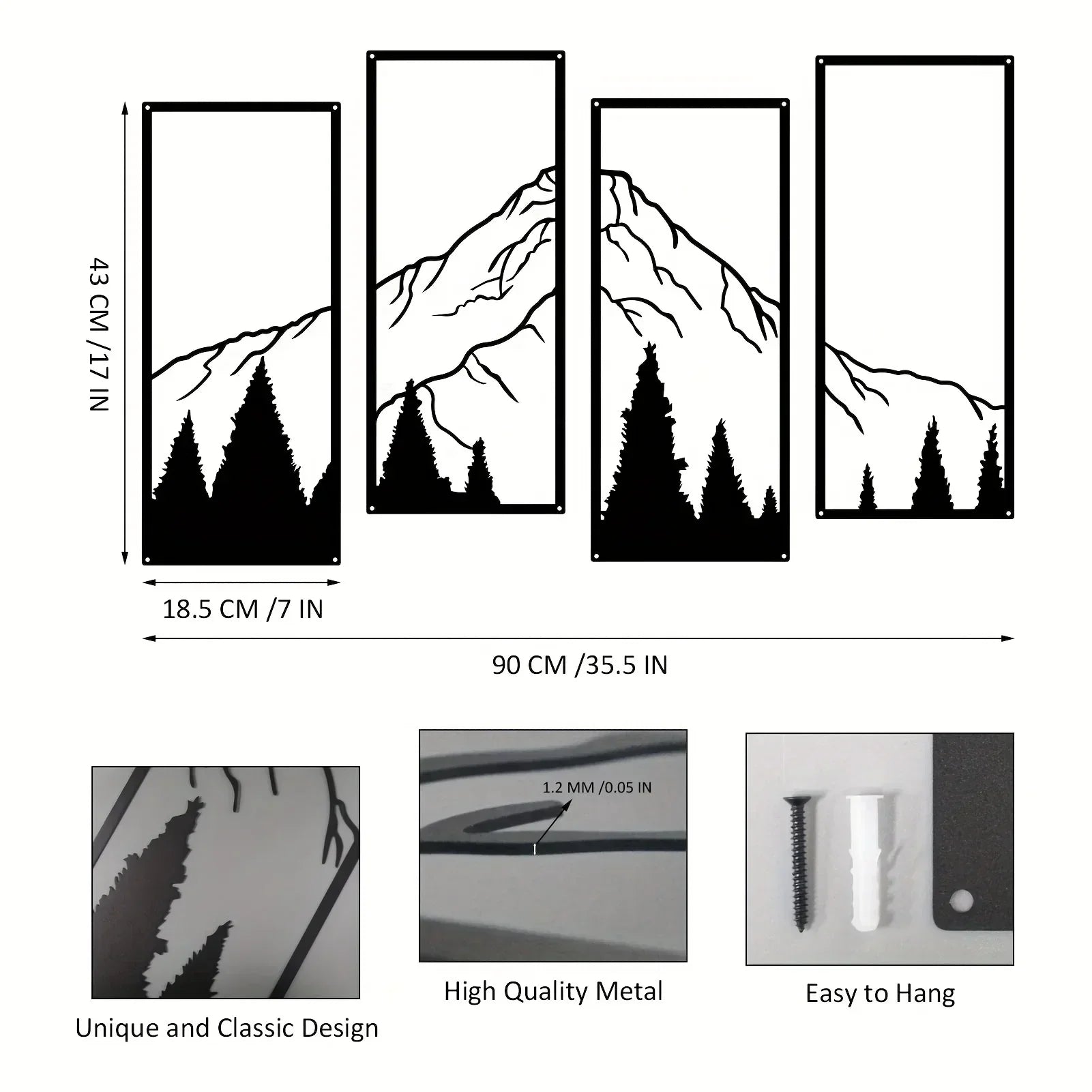 Majestic Mountains Väggdekoration – Fyra-delars Konstset