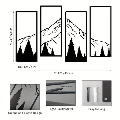 Majestic Mountains Väggdekoration – Fyra-delars Konstset