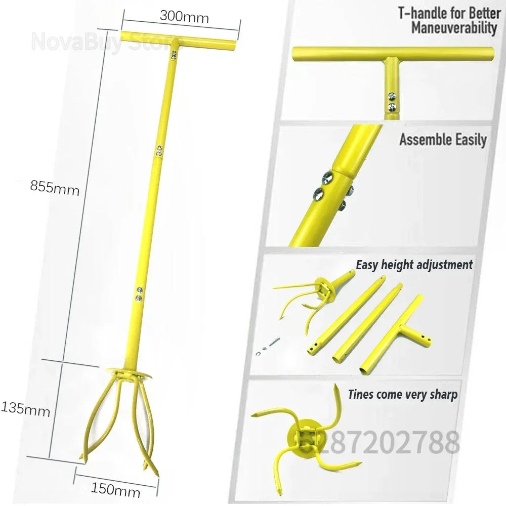 Carvallo Ergonomisk Bakhackare med T-handtag | Höjdjusterbar | För Trädgård & Rabattvård | Manuellt Grävverktyg