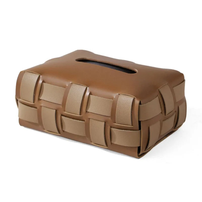 Carvallo – Lyxig Vegan Läder Pappershållare med Vävt Mönster