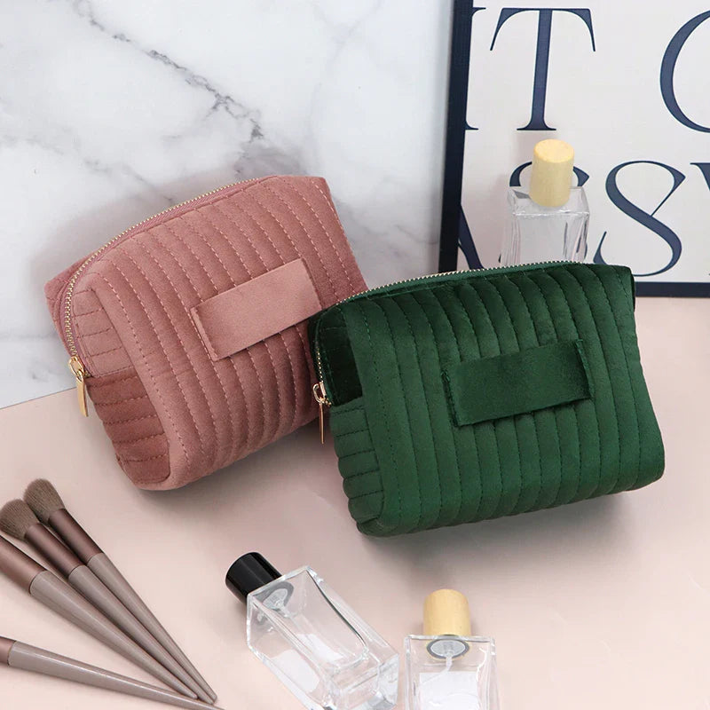 Carvallo Vadderad necessär med bred öppning | Makeup-väska för damer | Resa-organisatör för kosmetik och tillbehör | Sminkväska i bomull