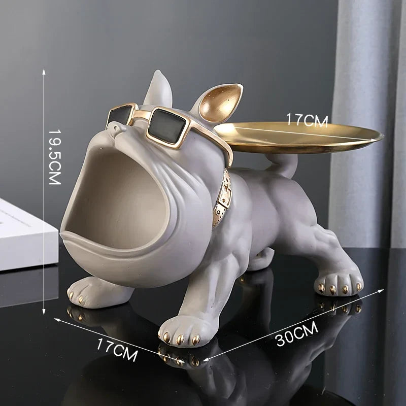 Carvallo | Bulldog Figur med förvaringsfack | 30 cm dekorskulptur | Resin konstverk | Djurstaty för vardagsrum