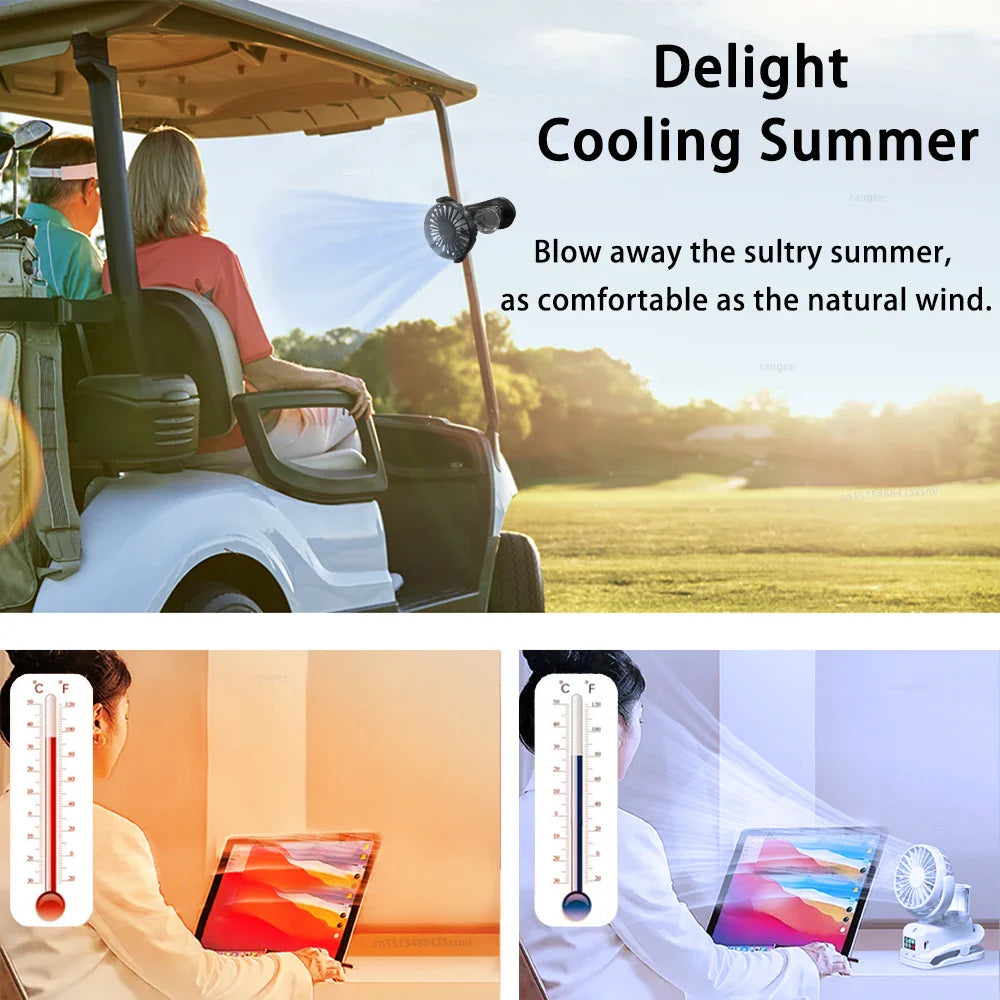 Carvallo Bärbar Sprayfläkt med klipp | 4 hastigheter & 360° roterbar | Mini USB-fläkt med dimma för kontor, bil & camping
