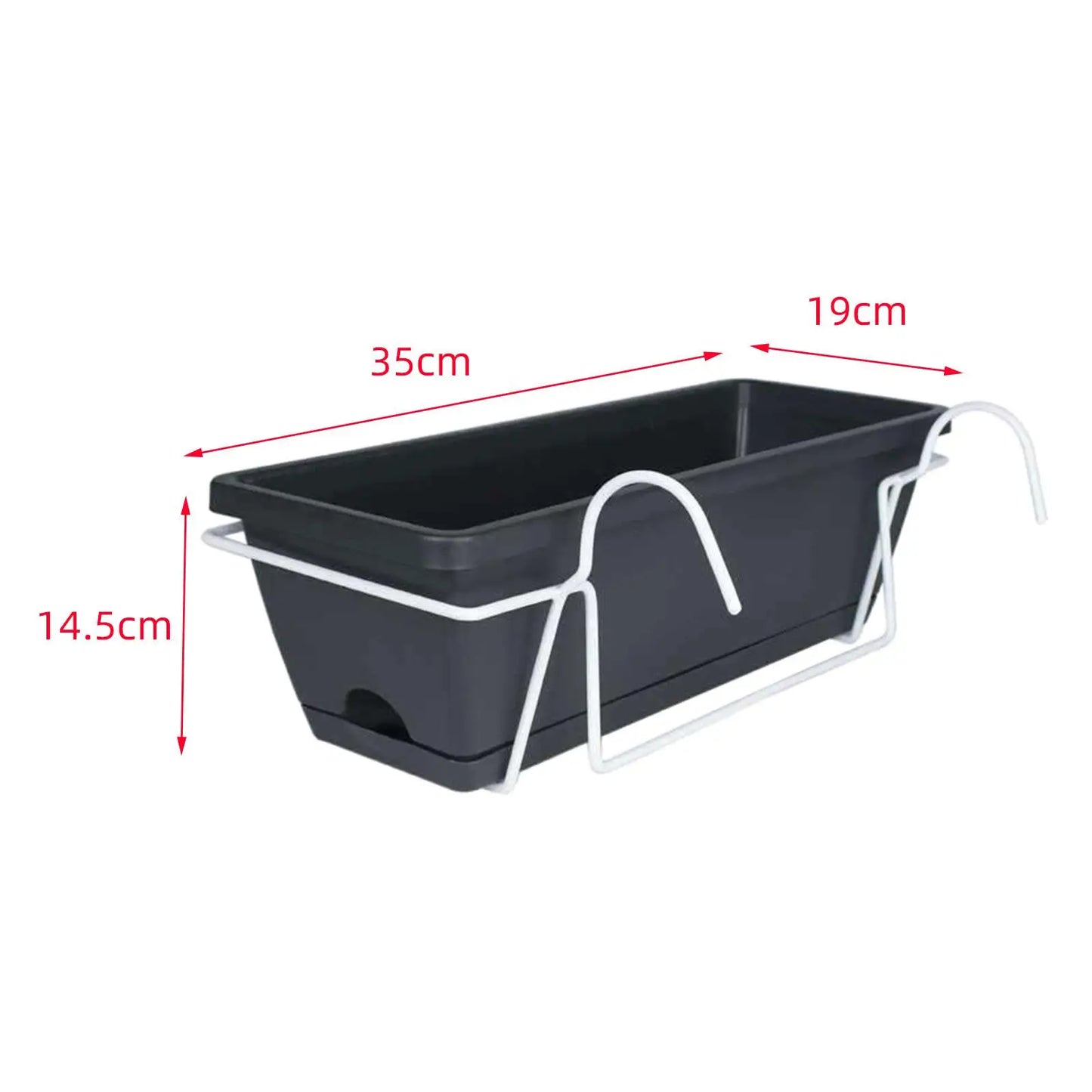 Carvallo planter box | For balcony railing | With drainage tray & suspension | Robust & weatherproof