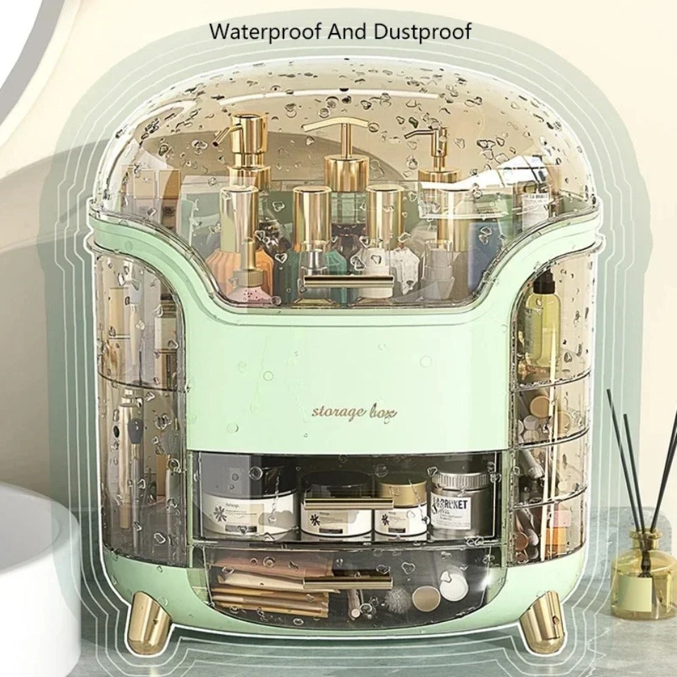 Transparent Desktop Makeup Organizer – Stort kapacitet dammavvisande smycke- och kosmetikaförvaringslåda