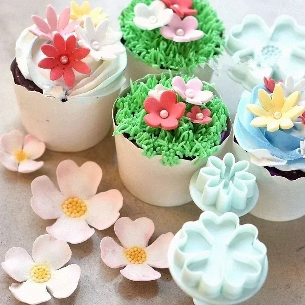 DecoRoll™ Fondant-Roller Set | 6-delat | Blommönster &amp; Dekorationer | För tårtor, fondant &amp; kakor | Livsmedelsäker &amp; mångsidig