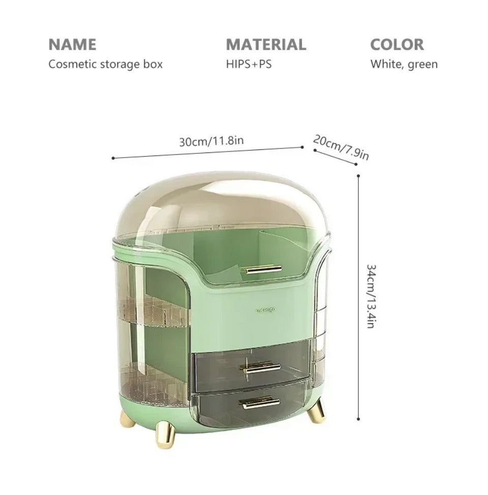 Transparent Desktop Makeup Organizer – Stort kapacitet dammavvisande smycke- och kosmetikaförvaringslåda
