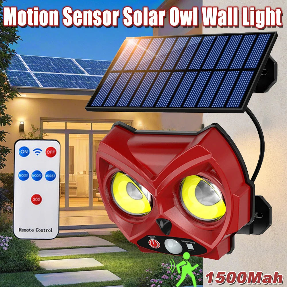 Carvallo Solar Vägglampa Uggla | Rörelsesensor & 3 Läge för Ljus | Väderbeständig IP54 | Trädgårdsdekor