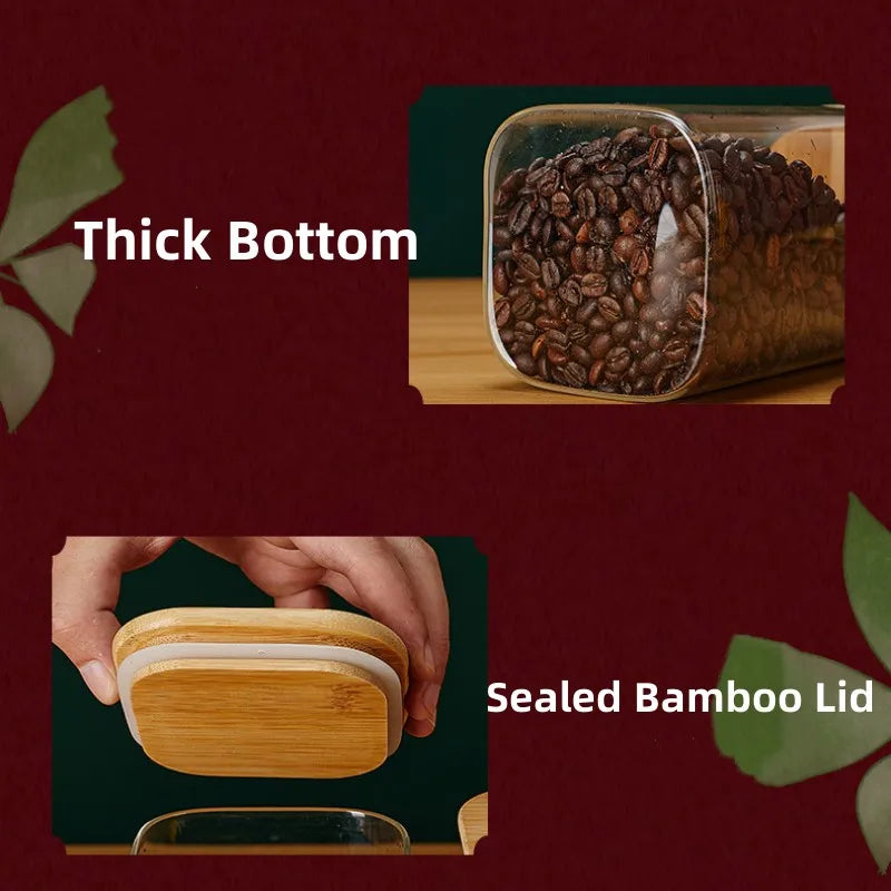 Carvallo ClaryCasa PureStore | Fyrkantig glas med bambulock | 800–2500 ml | Lufttät köksbehållare för livsmedel & organisation