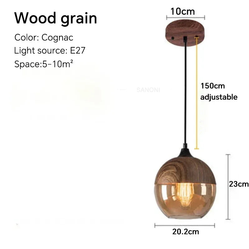 Nordic Wood Glas Pendel Ljuskrona – Modern Hängande Lampa