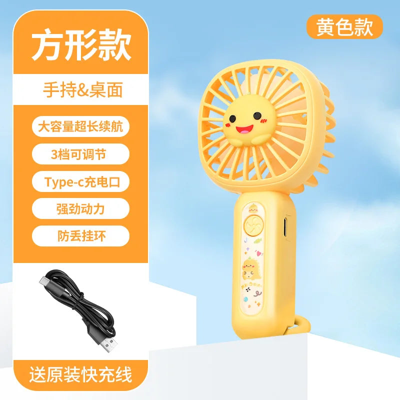 Carvallo-Handventilator BreeziPop | USB-laddning | Tyst & Bärbar | Söt tecknad design