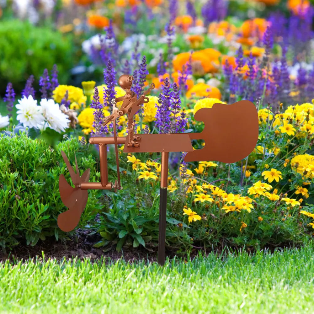 Carvallo Metall Vindspel Gitarr | Handgjord Vindskulptur | Rock Dekor för Trädgård & Terrass | 28 × 17 cm