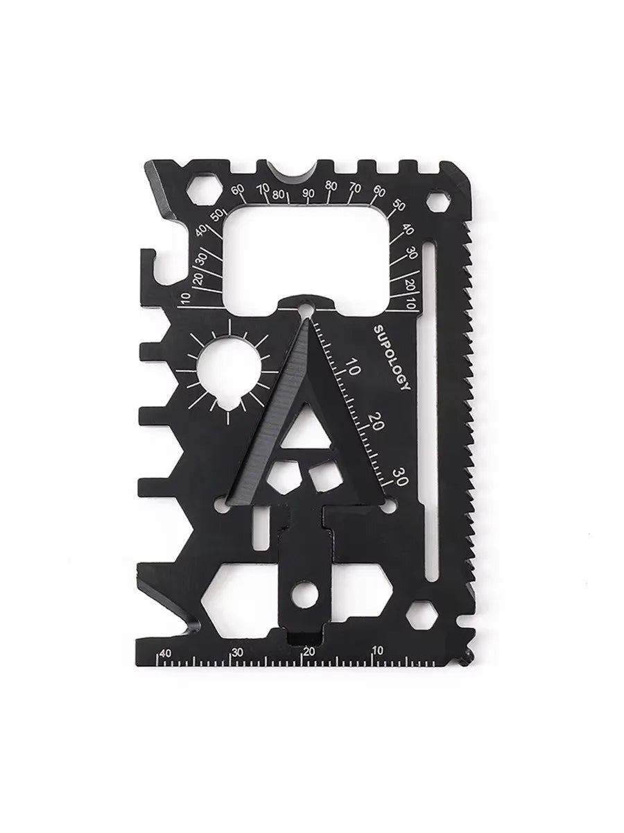 Carvallo Pro 18-i-1 Multifunktions Survival-Tool | Kompakt Utomhuskort med Kniv | 8,5 × 5,2 cm | Rostfritt Stål