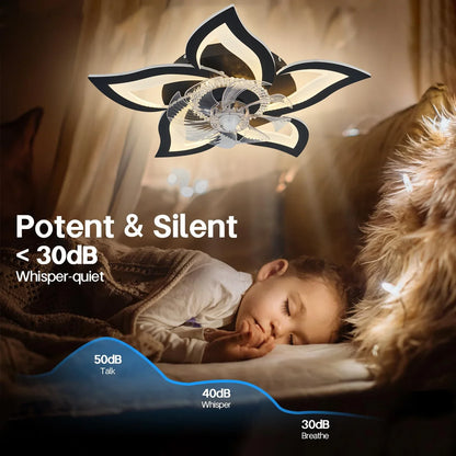 Floara Breeze | Dimbar LED-takfläkt i blomform med fjärrkontroll &amp; app-styrning