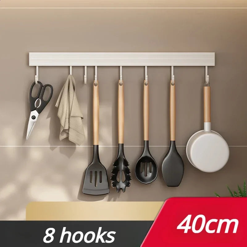 Carvallo KüchenMeister Flex | Utan borrning | Med krokar och skedhållare | 30/40/50 cm | Organizer i rymdaluminium