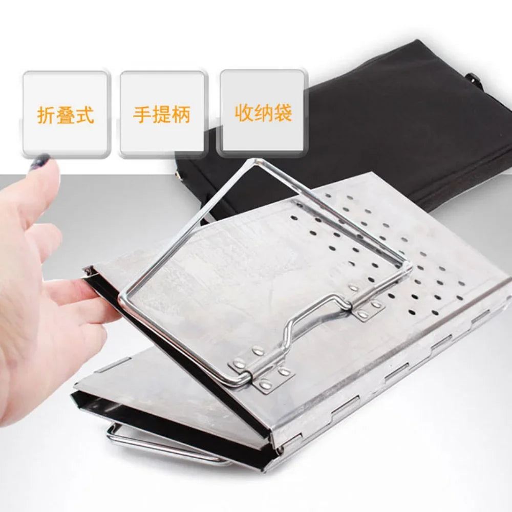 Carvallo Hopfällbar Tändugn utav rostfritt stål | Bärbar kolstarter för grill & utomhus | Kompakt & värmebeständig