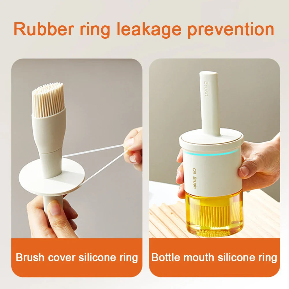 Carvallo Ölspender med silikonpensel | Värmebeständig & dammskyddad | 2-i-1 flaska för olja, såser & marinader | 300 ml