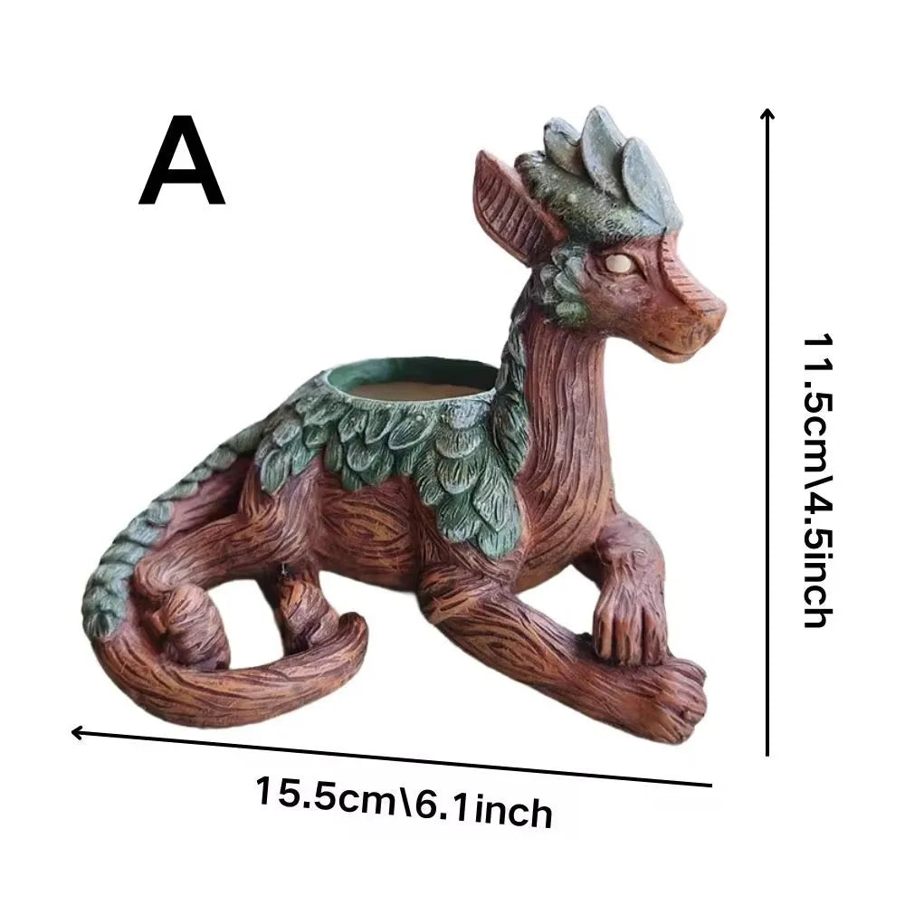 Carvallo Deko | Kreativ Draketrädsplanta | Suckulent- & Bonsai-blomkruka | Resin dekoration för trädgård & vardagsrum