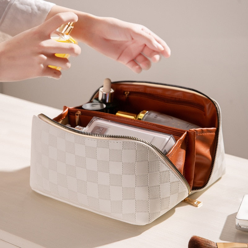 Carvallo Luxury Cosmetic Bag for Travel &amp; Home | With Compartments &amp; PU Leather | Water-Repellent &amp; Versatile