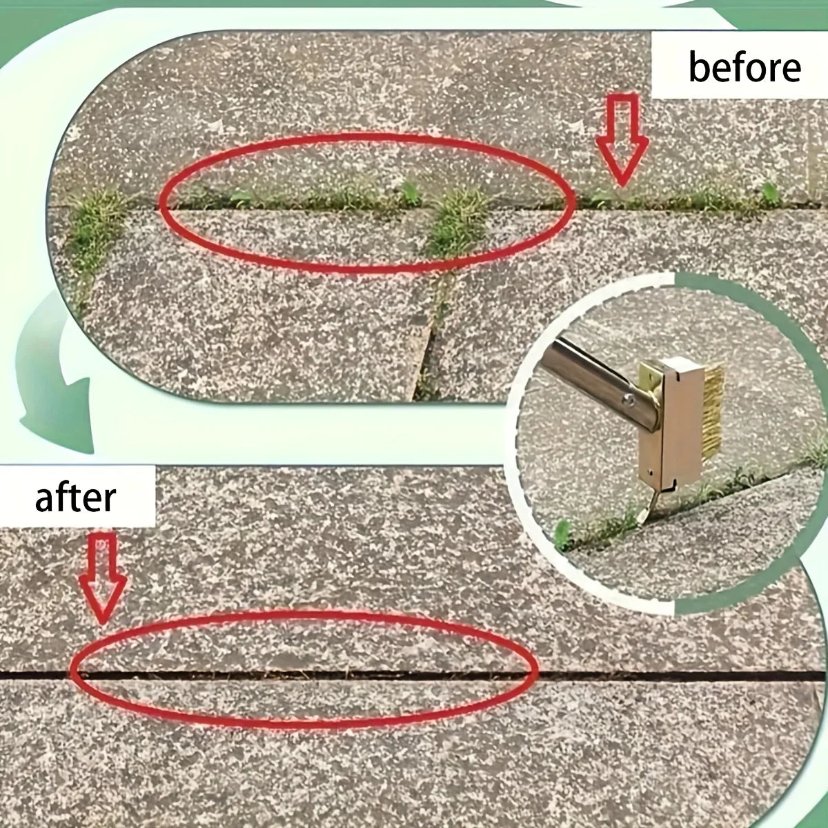 Carvallo Ogräsborste manuell | Justerbar med 120 cm handtag | För fogar, terrasser & gångvägar | Trådborste