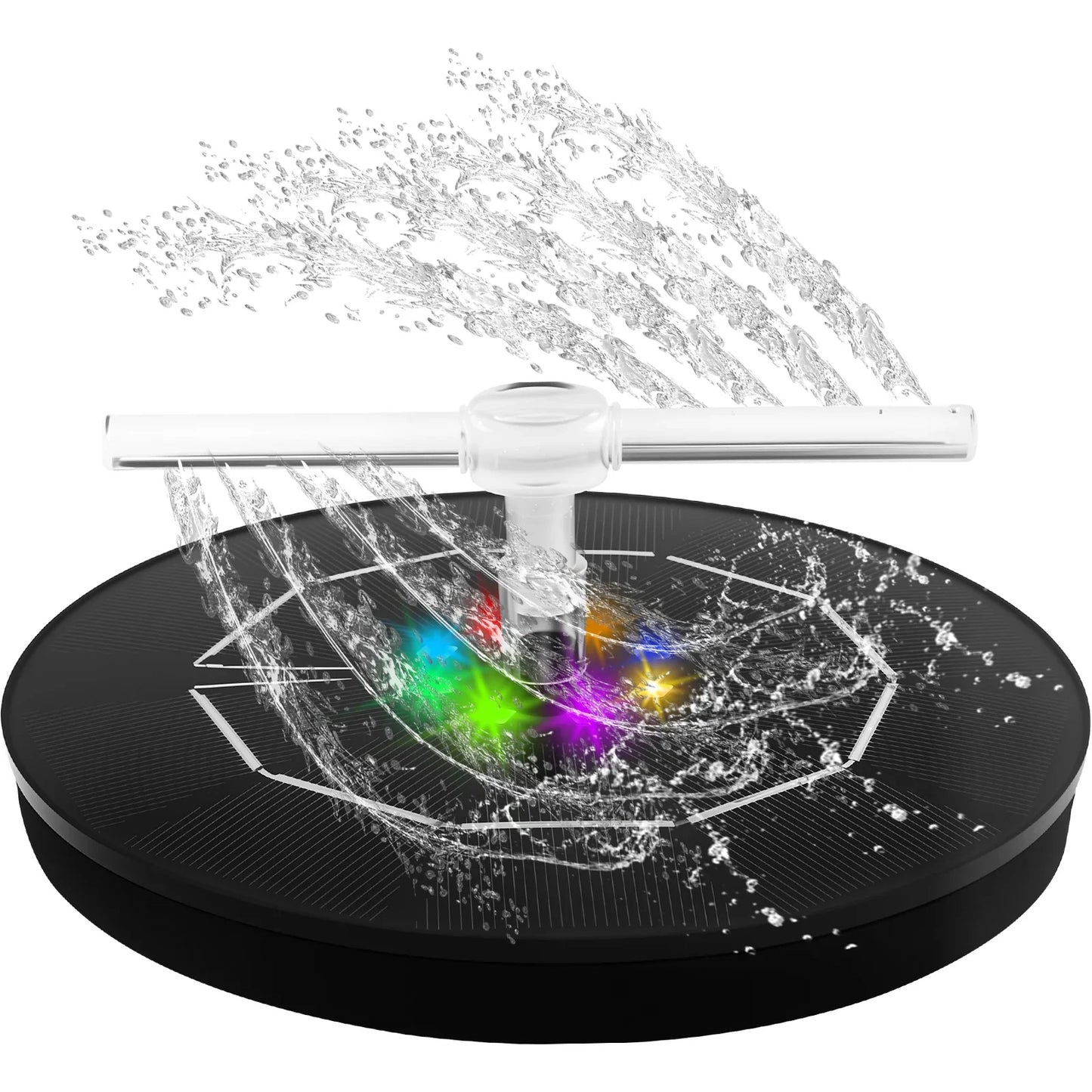 Carvallo Solar Spring | 3W Solbrunn med LED Färgspel | Upp till 60 cm Fontänhöjd | 7 Düsenaufsätze