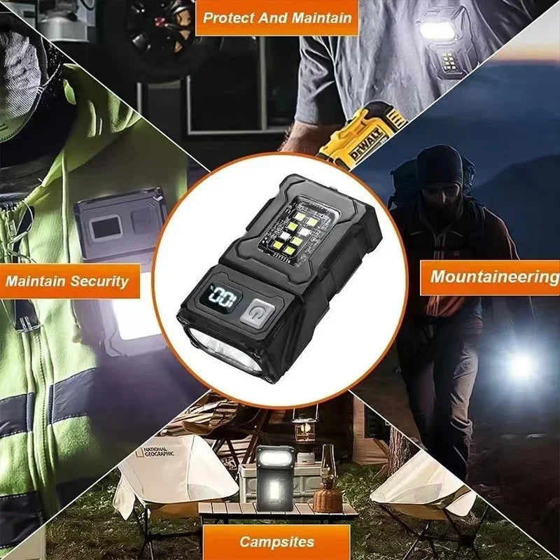 Carvallo Mini-LED-ficklampa med magnetfot &amp; powerbank-funktion | USB-C laddningsbar | COB-nödbelysning för camping &amp; utomhus