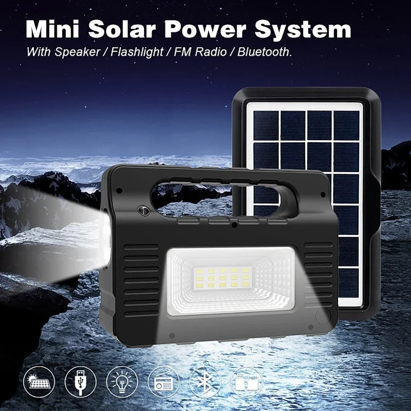 Carvallo-Multifunktionsgerät Solariq Pro | Ljus, Powerbank, Radio & Bluetooth-Högtalare | Inkl. 3 LED-lampor & Solarpanel-anslutning