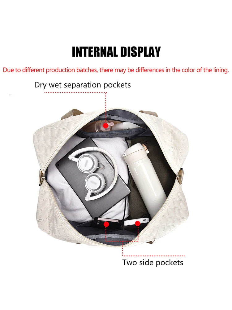 Carvallo TravelFlex Lätt resväska med diamantmönster | Stor sport- & weekendväska med skofack & vått fack | Godkänd för handbagage & vikbar