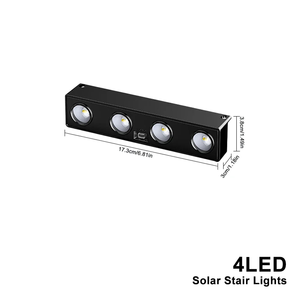 Carvallo LumiFence Solarlampor | 4-pack LED utomhuslampor | IP54 Väderbeständig | Aluminium | För Trädgård, Staket & Terrass