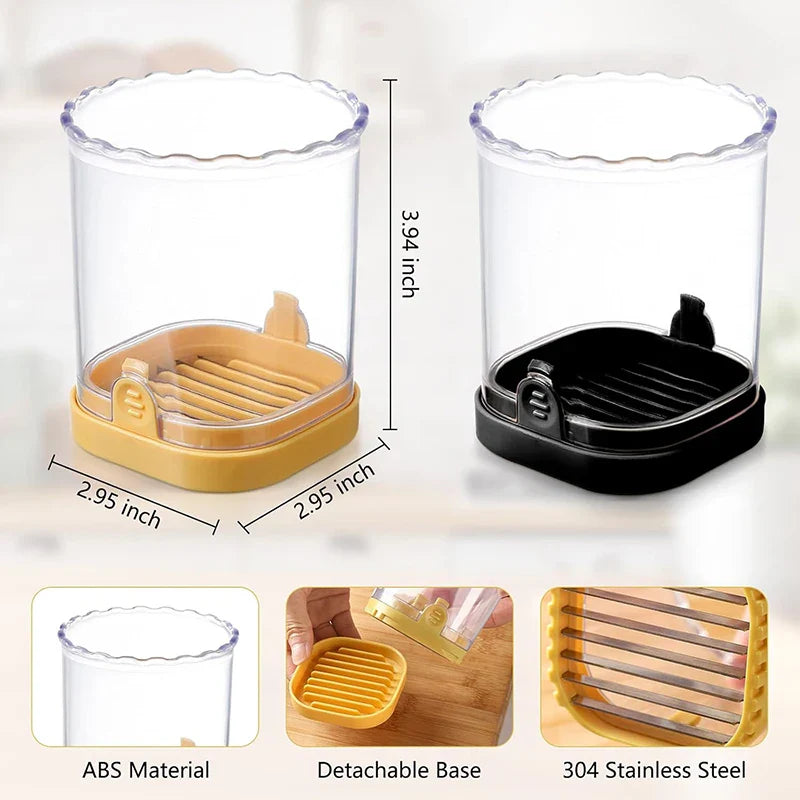 Carvallo SliceBerry ProCup | Rostfritt stål fruktskärare med tryckplatta | För jordgubbar, vindruvor & ägg