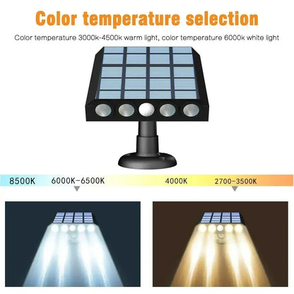 Carvallo MotionSolar | LED vägglampa med rörelsesensor | Solarbetriven &amp; Vattentät | 4 LEDs