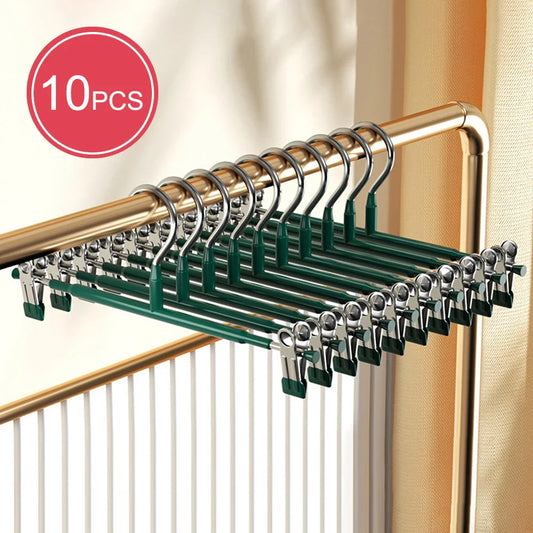 Carvallo rostfria stångklädhängare med klämmor | Justerbar & halkfri | För kjolar, byxor & underkläder | Platsbesparande & sömlös