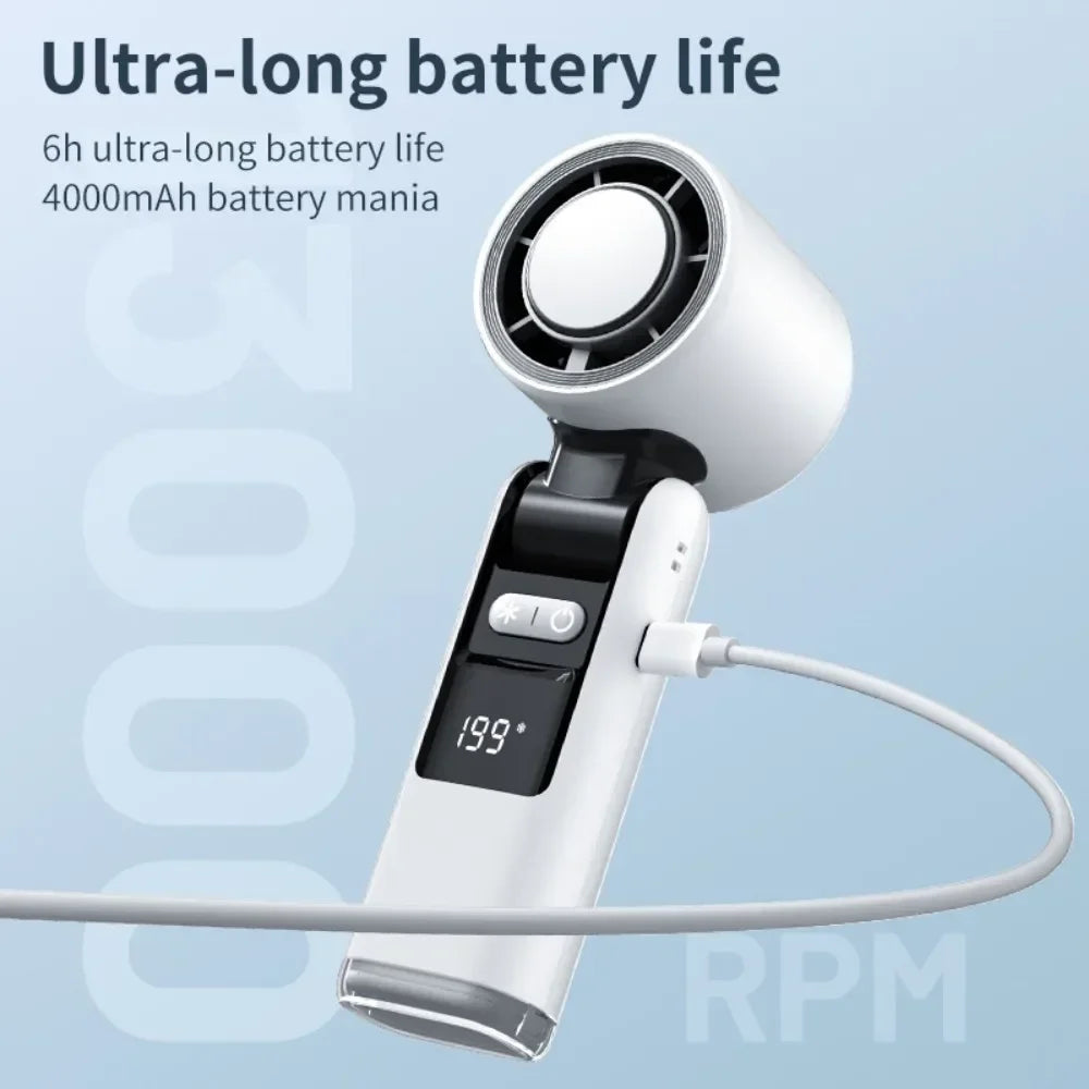 Carvallo-Ventilator FrostaBreeze 199 | Bärbar & Halsventilator | 199 Vindsteg, LED-display & Kalluft-läge | 4000 mAh Batteri