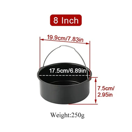 Carvallo Rund Bakform 6/7/8 Tum med Handtag | Non-stick Bakform för Tårtor, Pizza & Airfryer | Stål Bakform med Beläggning | Ugns- & diskmaskinssäker