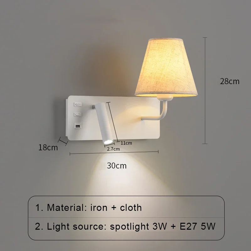 LuminoWall - Modern vägglampa med USB och läslampa