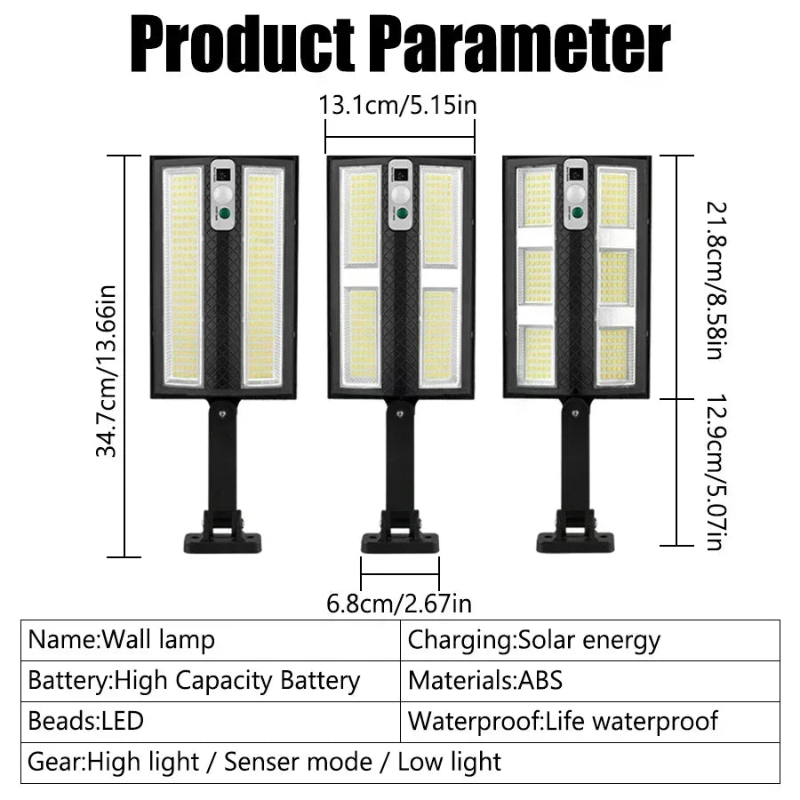 Carvallo ProMotion 55 Solarlampa med rörelsesensor | 55 LED | IP65 Vattentät | Med fjärrkontroll & 3 lägen | 320° Spridningsvinkel