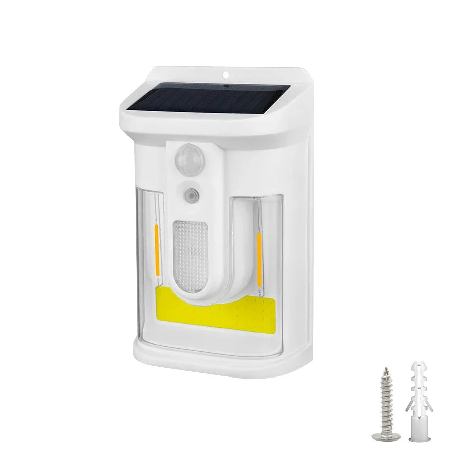 Carvallo Solar Vägglampa med Rörelsesensor | 3 Ljuslägen | IP65 Vattentålig | Varmt Flammigt Ljus för Trädgård & Gårdsplan