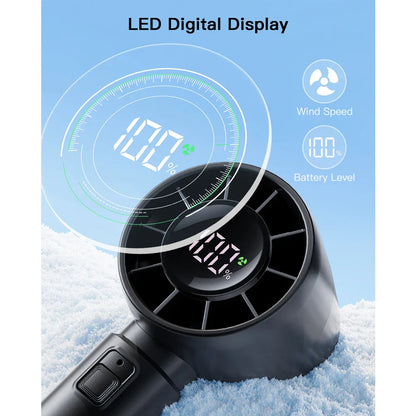 Carvallo Mini Handventilator mit LED-Anzeige | 5-Stufen Turbo-Luftkylare | 4000mAh batteri | resefläkt för strand &amp; semester