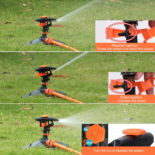 Carvallo Trädgårdssprinkler HydroSpin 360 | 12 m Räckvidd | 360° Rotationsfunktion | För Gräs, Trädgård & Jordbruk | 21 × 25,2 × 16,5 cm