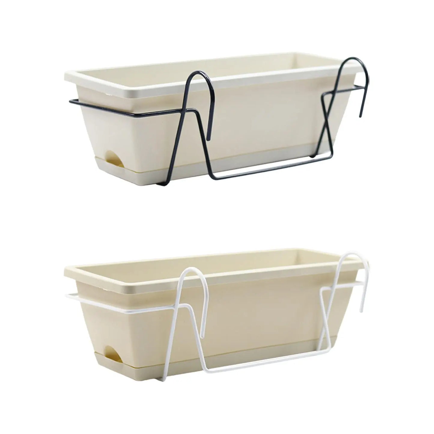 Carvallo Flex Balkongplanter | Med krokar och droppskål | 8 L plastblomlåda för räcken och fönster | Utomhus och inomhus