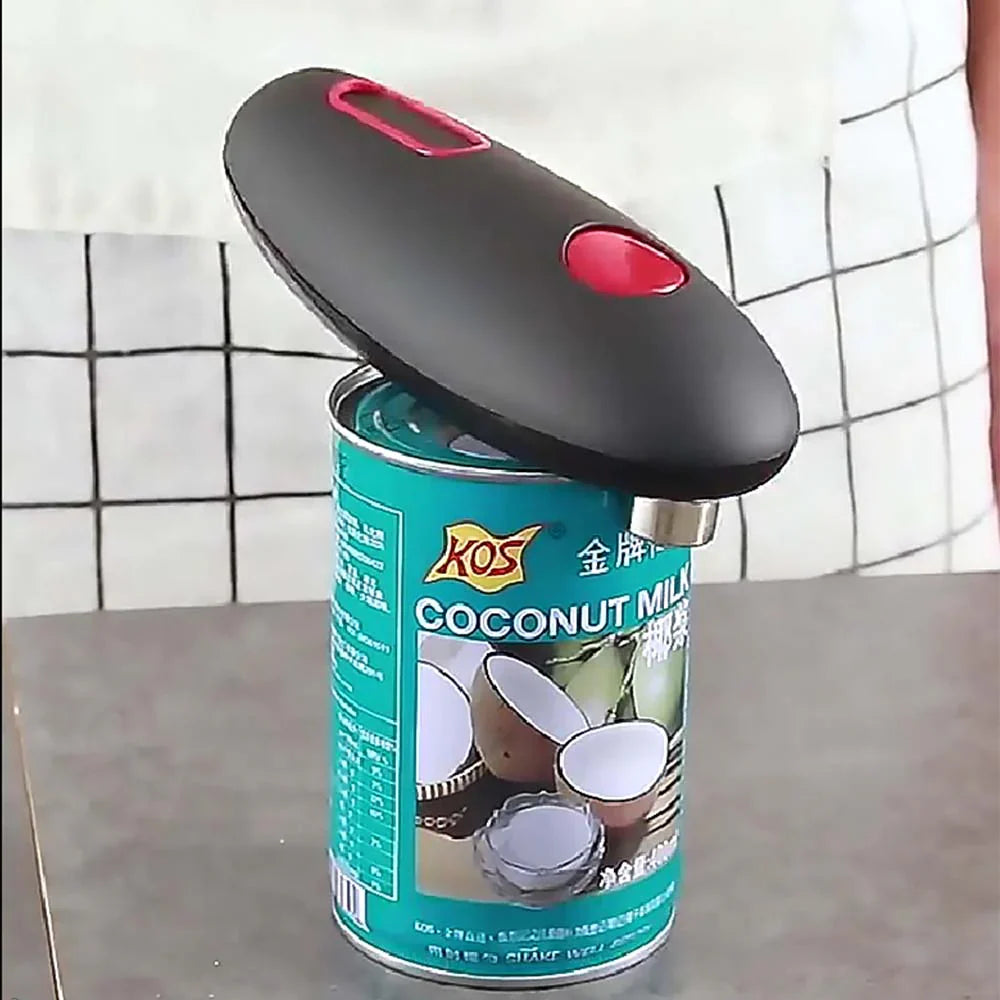 Automatisk burköppnare med ergonomiskt handtag och en-knapps betjening