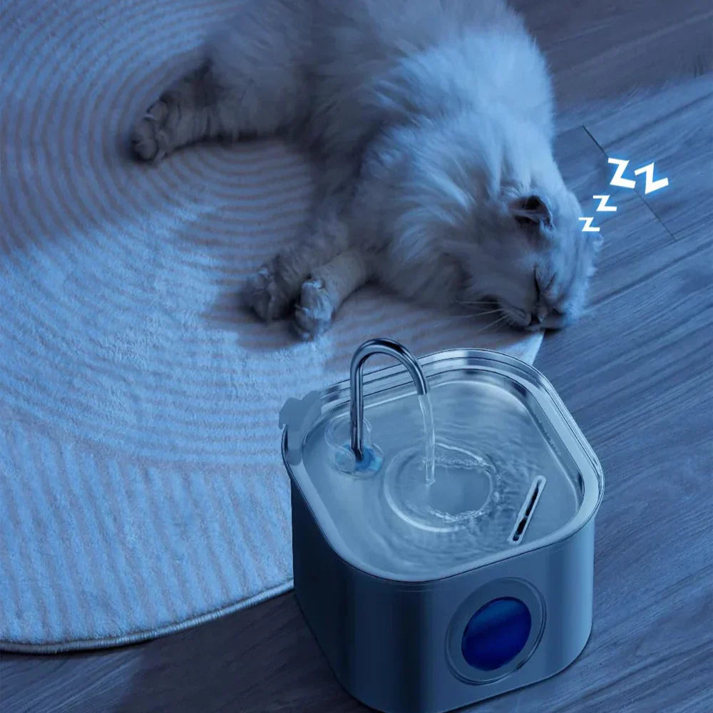 Carvallo Kattens Drickfontän i rostfritt stål | Strömmande vatten för bättre hydrering | Tyst & Hygienisk | 2,5 L kapacitet