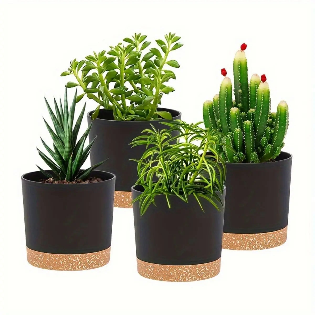 Carvallo Planter med Avtagbart Botten | Andningsbar Blomkruka | Självvattnande & Korrosionsbeständig | 4-pack
