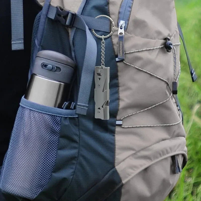 Carvallo Nödsignalpipa | 120 dB Dubbelrör | Ultralätt & Väderbeständig | Aluminiumlegering Silver/Grå