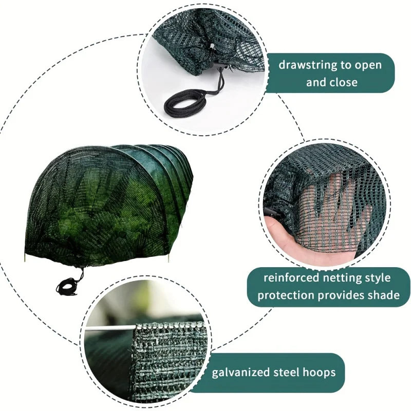 Carvallo ProTunnel Gartentunnel-växthus 3 m | Robust metallram med UV-skyddsnät och täckning | För grönsaker, örter och växtodling