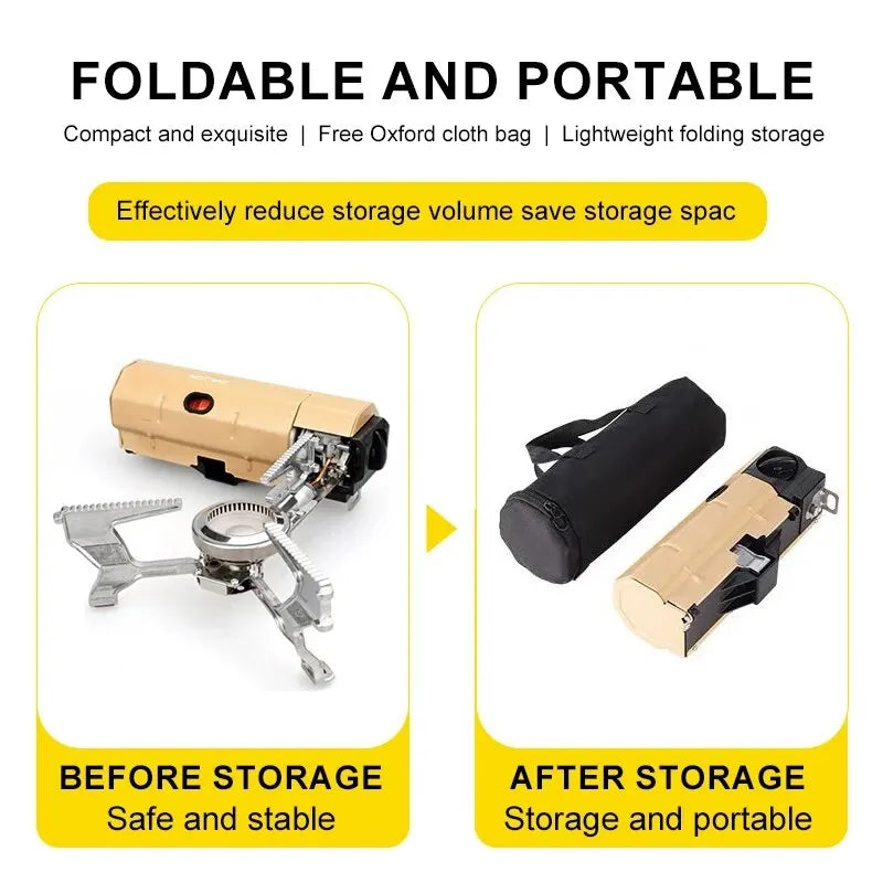 Carvallo Gaskocher FLAMETRA FoldPro 2670W | Fällbar & Bärbar | Rostfritt stål | Med tändning & säkerhetssystem