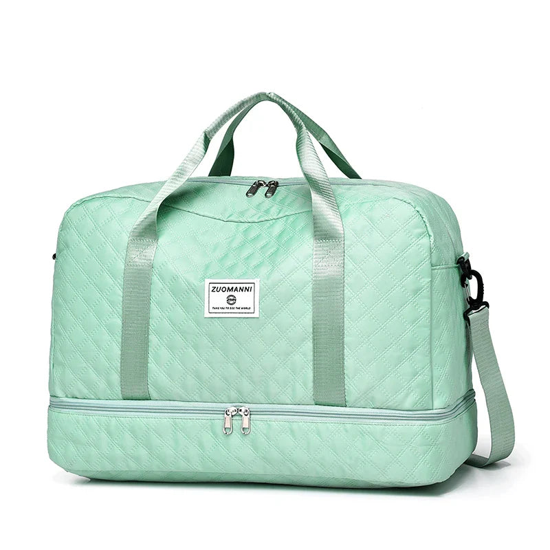 Carvallo TravelFlex Lätt resväska med diamantmönster | Stor sport- & weekendväska med skofack & vått fack | Godkänd för handbagage & vikbar